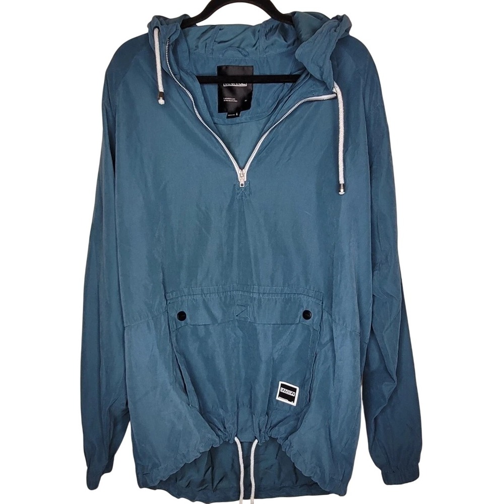 Ezekiel Men's‎ Blue Hooded Half Zip Hooded Jacket Size L Kangaroo Pocket